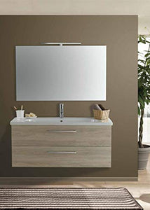 Set Mobile Lavabo Specchio LED Arredo Bagno Moderno Londra120 CERAMICHEMIRANDA-Rovere Cortina