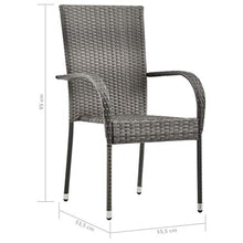 Tidyard Sedie da Esterno Impilabili 2 pz Grigie in Polyrattan,Adatto a Giardino,Terrazzo, Cortile