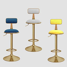 Sgabelli da bar Girevole, Regolabile in Altezza Staffa in Metallo Cuscino in Cotone per Schienale Poggiapiedi Cromato per Cucina Bancone Soggiorno Bar Ufficio(Color:Azzurro)