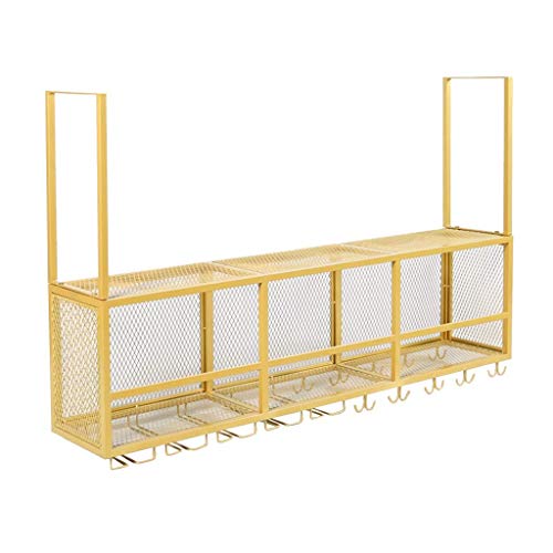 SBDLXY Grande portabottiglie da 47.2 ″, 59 ″ con Porta calici per Cucina, Sala da Pranzo, Bar o Cantina - Armadi per Vino con Decorazioni nordiche per soffitto a Parete - Telaio in Ferro Dorato