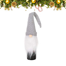 Amosfun Coperchio per Bottiglia di Vino di Natale Svedese Babbo Natale Bottiglia di Vino Topper Cappello Decorazione di Natale rifornimenti del Partito Grigio