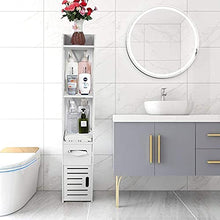 Zerone - Armadietto portaoggetti da bagno, in legno bianco, moderno, autoportante, con porta a scatto e ripiano aperto, per casa, soggiorno, camera da letto, 100 x 20 x 20 cm