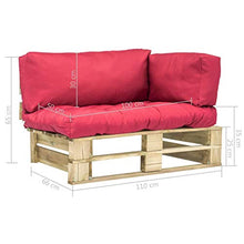 Tidyard Divano in Pallet da Esterno a 2 Posti, con 3 Cuscini Rimovibili, 110 x 66 x 65 cm, Certificato FSC, Ross