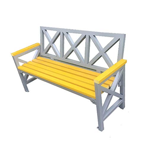 Panchina da giardino da giardino panchina per il tempo libero, panchina per il parco con struttura in ghisa e sedile in legno massello anticorrosivo, panca da terrazza da 2-3 posti, usata per prato