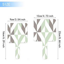 Specchio a mano, verde salvia e argento geometrico ZigZag quadrato palmare specchio con maniglia per trucco casa salone viaggio uso 9 cm L x 16 cm L