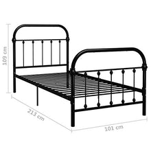 BIGTO - Struttura letto in metallo per camera da letto, colore: nero, 90 x 200 cm