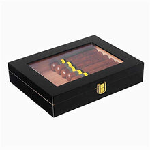 Caishuirong Cigar Box di stoccaggio Solido Spagnola Legno di Cedro, Desktop Humidor Nero Lucido Laccato Cigar Humidor Cigar Box for 10-15 sigari Perfetto da Usare in Ufficio e Camera da Letto