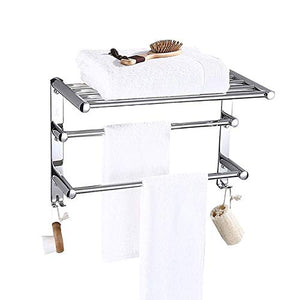 NHLBD Mensola da Bagno, mensola portaoggetti - 3 ° Piano Bagno Mensola Hanging Shelf Rettangolare Bagagli Mensola for Doccia in Camera con Portasciugamano partizione Hook Bagno