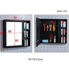KAISIMYS Armadietti a Specchio Bagno Cucina a Parete Porta detriti Spazio Bagno Specchio da Bagno in Alluminio con ripiano (Colore: Nero, Dimensioni: 80 * 70 * 13 cm)