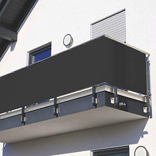 Recinzione Copertura per Balcone 130 x 250 cm Anti UV Copri Ringhiera  Balcone Esterno con Fascette per Ringhiera Protezione Balcone, Grigio