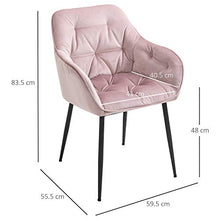 homcom Set di 2 Sedie Moderne Imbottite in Stile Nordico Seduta in Velluto con Impunture, 59.5x55.5x83.5cm Rosa