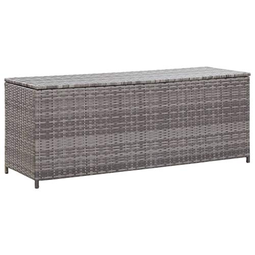 Festnight Baule da Giardino Baule Contenitore in Polyrattan 120x50x60 cm/150x100x100 cm Contenitore cassapanca Esterno terrazza Patio Balcone Piscina Colore Grigio