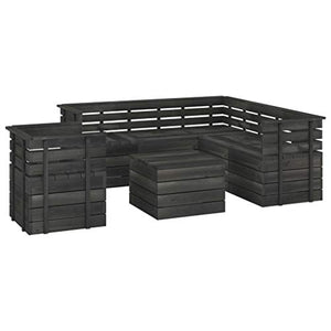 vidaXL Set Divani da Giardino su Pallet 7 pz Legno Pino Grigio Scuro