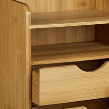 Relaxdays Organizer da scrivania HBT: Organizer da scrivania in bambù 19,5x13x21 cm con 2 ripiani rimovibili e scatola portaoggetti per ufficio, naturale