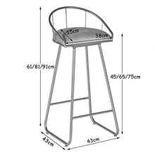 Sgabelli da bar cucina Sgabelli da bar Seggiolone per colazione con gambe in metallo Schienale del poggiapiedi per Cucina Sgabello da pub, Semplice design moderno in ferro (Altezza seduta: 45/65/75