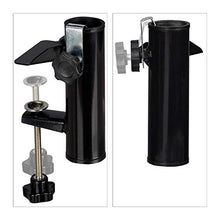 Relaxdays Base per Ombrellone per Ringhiere Rettangolari, Ampiezza 19-38 mm, Supporto in Acciaio, H: 15,5 cm, nero