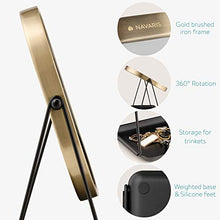 Navaris Specchio Doppio per Trucco Ingrandimento 1x 3x - Specchietto Cosmetico Ovale Make-Up 18x22,6cm - Girevole 360° con Vassoio Portagioie - Oro