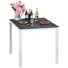Outsunny Tavolo da Giardino Quadrato con Piano Effetto Legno, Arredamento da Esterno Grigio Scuro e Bianco, 78x78x74cm