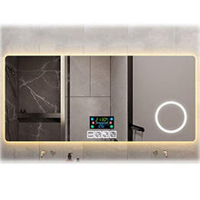 Weiye Specchio del Bagno Senza Cornice LED, Bluetooth Integrato, Il Tempo, La Temperatura E La Data, La Funzione di Zoom, Specchio Anti-Nebbia, Touch Screen Intelligente, 60 * 80Cm