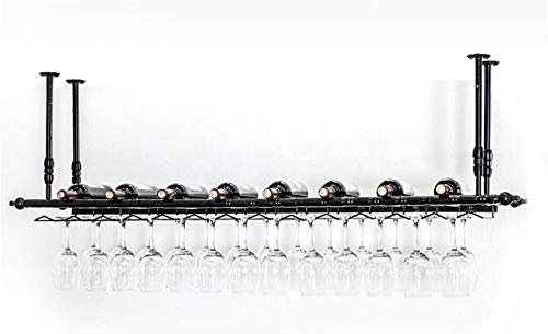 FCXBQ Portabicchieri da Vino Creativo Europeo, Appendiabiti da Vino, Bicchiere da Vino a Calice rovesciato, portabicchieri da Bar sospeso (Colore: Nero, Dimensioni: 60 * 30 cm)