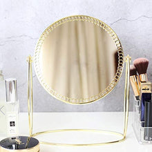 SHY Specchio per Il Trucco Specchio per Trucco su Un Lato Specchio per Trucco Vintage con Rotazione a 360 Specchi per Trucco da Tavolo Rotondi （Oro）
