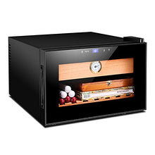 VIY Umidificatore per Sigari, Humidor con Ripiani in Legno di Cedro, 11-18 °C, Touch Display Digitale, 38 Db, Illuminazione A LED, 25 L, 150 Sigari, Nero