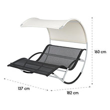 Blumfeldt The Big Easy - Divano da Giardino a Dondolo, Lettino, Ergonomico, Resistente alle intemperie, Tetto Impermeabile, Protezione Raggi UV, Uso Interno o Esterno, Max. 350 kg, Argento