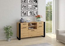 BIM Furniture Cassettiera Nuka C 155 cm credenza Highboard Armadio in rovere artigianale nero