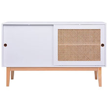 vidaXL Credenza Bianca 130x40x80 cm in MDF e Rattan