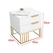 Comodino Comodino con Metal Gold Frame 2 cassetti Comodino Mobili Camera da Letto per Camera da Letto, Soggiorno (Color : White, Size : 45x40x50CM)