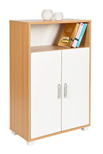 ts-ideen Armadietto Mobiletto Comó 94x60 cm stile moderno con doppia anta e vano aperto. Color rovere e bianco