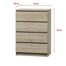 Selsey CLIMICONIA 4 - Cassettiera Moderna/Mobile di stoccaggio/Mobiletto con 4 cassetti (Marrone Chiaro)