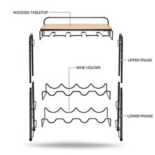 Kingrack 8 portabottiglie in metallo con portabicchieri e supporto per vino e tavolo, 4 ripiani per vino, supporto per vino, supporto per cucina, cantina, bar, piano di lavoro