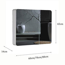 Armadietti a specchio Mobili da Bagno Semplice Bagno Specchio da Bagno in Legno Massello con Ripiano Combinazione A Parete (Color : Silver, Size : 80 * 14 * 65cm)
