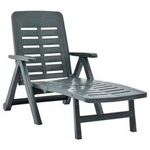 vidaXL Lettino Prendisole Pieghevole Regolabile con Braccioli Leggero Robusto Giardino Spiaggia Sedia a Sdraio Chaise Longue in Plastica Verde