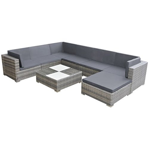 Tidyard Set Divani da Giardino, Set Divano Esterno 24 pz in Polirattan Grigio