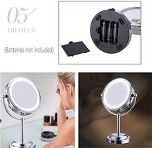LBWARMB Trucco Specchio con luci Specchio da Toilette, Toilette dello Specchio di Trucco con 1x / 3X, 6''360 ° Girevole Specchio ingranditore, Specchio del Bagno con Crystal-Come Stile