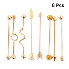 Holibanna 8Pcs Orecchini a Bottone Bilanciere Orecchini a Perno in Acciaio Inossidabile Piercing Orecchini Frecce Orecchini a Bottone Industriali Bilanciere per Le Donne (Dorato)