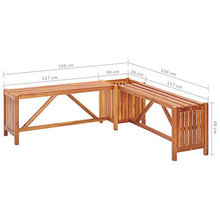 Festnight Panca Giardino Angolare e Fioriera per da Interno e Esterno Balcone 150x150x40cm Massello Acacia