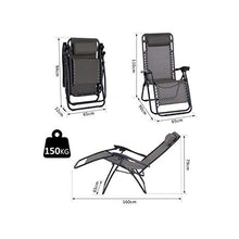 okaffarefatto zimbardi costanza Sdraio Pieghevole A gravità Zero, Sdraio per Giardino - Materiale: Textilene - 160 x 110 x 65 cm, Grigio Scuro, con Cuscino poggia Testa, Textilene x 2