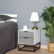 HOMCOM Comodino con 2 Cassetti di Design Base in Metallo, Mobiletto da Salotto, Studio e Camera da Letto