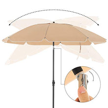 SONGMICS Ombrellone da Spiaggia Ø 1,6 m, Ombrellone da Giardino con Protezione UPF 50+, Inclinabile, Portatile e Antivento, Stecche in Fibra di Vetro, Borsa da Trasporto, Tortora GPU60BR