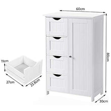 POPSPARK Mobile Bagno con 4 Cassetti e 1 Mobile Contenitore in Legno,Armadietto da Bagno per Soggiorno e Corridoio,Bianco