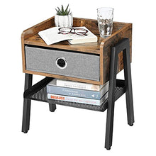 VASAGLE LET64X-Comodino da caffè, con ripiano Estraibile in Tessuto, Struttura in Metallo, per Soggiorno, Camera da Letto, Stile Vintage, Pannelli in truciolato, Ferro, 46 x 35 x 52.5 cm (L x B x H)