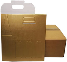 5 scatole Dorate per 3 Bottiglie Vino Verticali Modello bordolese, borgognotta robuste strenne Natalizie Cartone accoppiato e Maniglia Esterna cm.27x9x38,5h Seta Oro