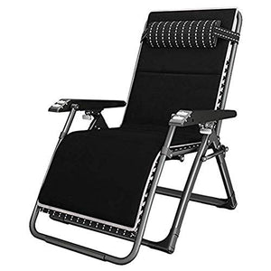 Hfyg Lettino Prendisole Sedie da Giardino reclinabili con Cuscini per Persone Pesanti, Sedia da Campeggio Pieghevole Portatile da Campeggio all'aperto, Supporto 200kg Nero Chaise Longue