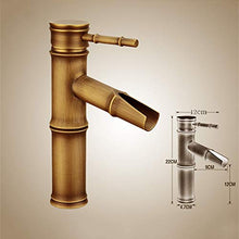 VBARV Rubinetto per lavabo monoforo in bambù Vintage - Tutto Rame Antico Rubinetto Rubinetto dell'Acqua Calda e Fredda Bagno Cascata Rubinetto Rubinetto monocomando lavello