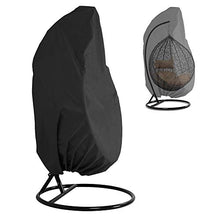 Maalr Copertura della Sedia Dondolo, Rattan da Giardino Wicker Coperture Mobili Impermeabili per Sedie Sospese - Antipolvere Protettiva Copertina - Tessuto Oxford con Fodera in PVC (190x115cm, Nero)