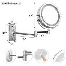 Specchietto ingrandimento luminoso da parete x 10, specchio da trucco specchio bagno 7 pollici specchio da parete doppio