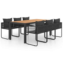 SKM Set da Pranzo da Giardino 7 pz in Rattan PVC Nero e Marrone (51.8kg)